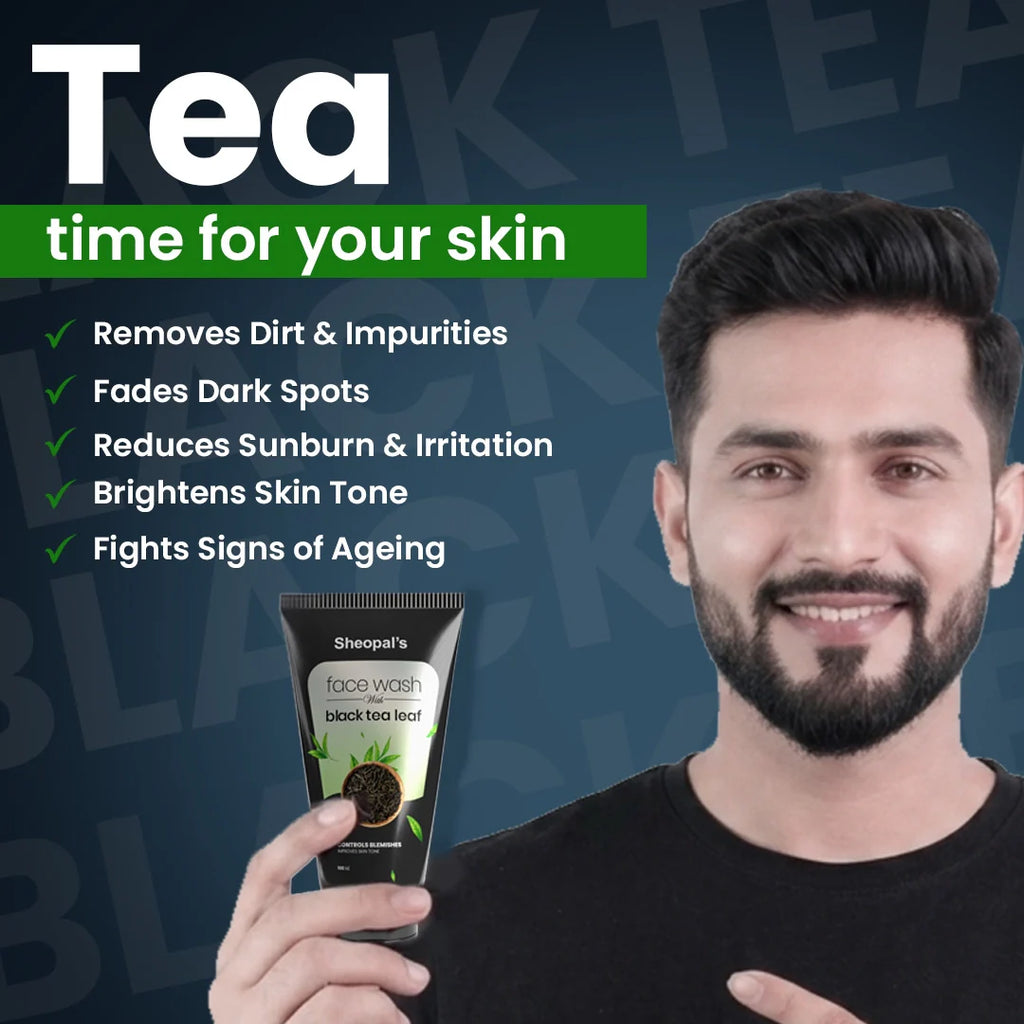 Black Tea Face Wash | For Glowing Skin With Black Tea And Green Tea Leaves